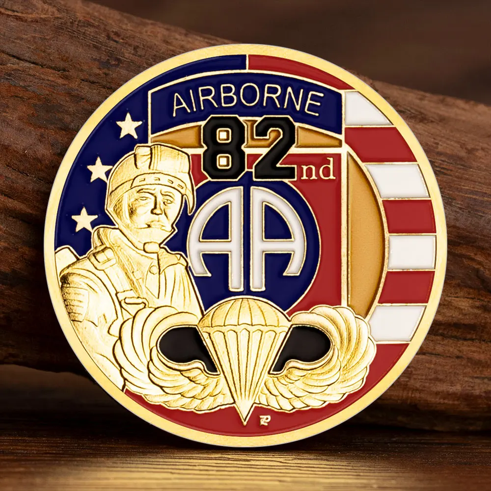 USA 82nd Airborne Division Challenge Coin United States Army Golden Plated Commemorative Coins Home Decorations