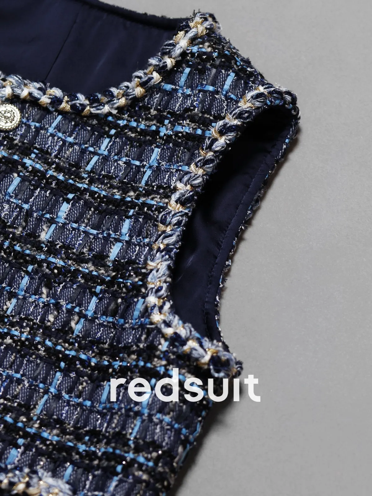 New High end elegant blues tweed vest, fashionable and versatile Custom size