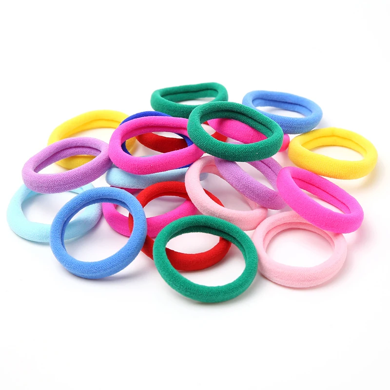 50PCS Girls Hair Bands Solid Color Big Rubber Hair Ropes Ponytail Holder Gum Headwear Elastic Hair Bands Lady Hair Accessories