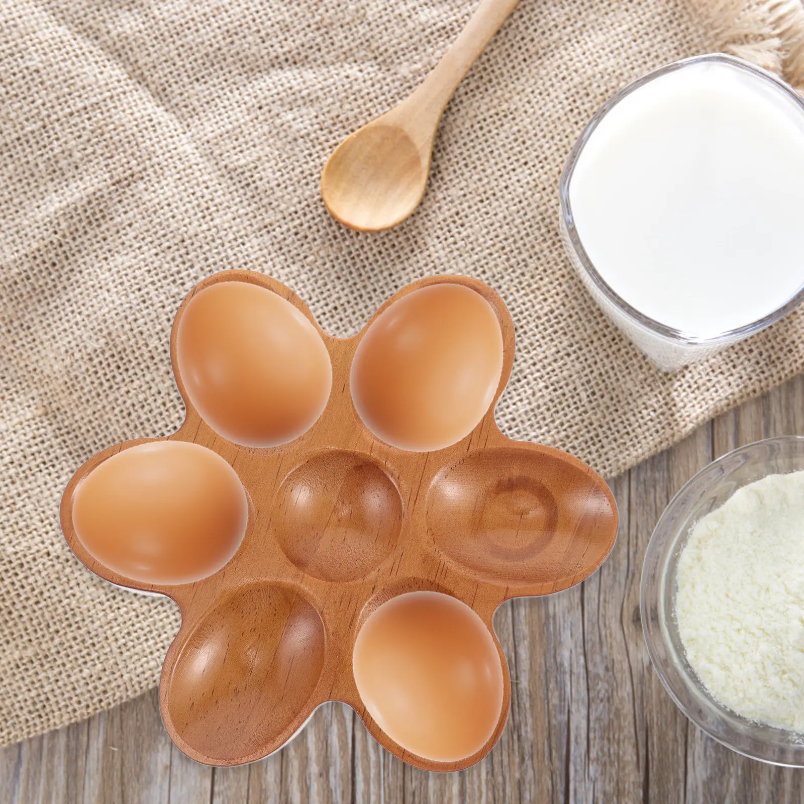 

Деревянный лоток для яиц в деревенском стиле, креативный настольный органайзер для свежих яиц, 7 ячеек, натуральное дерево, для дома и кухни