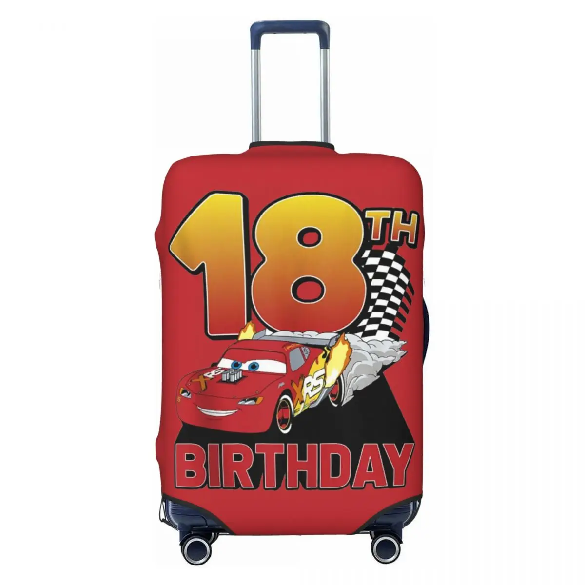 

Custom Funny Lightning McQueen Birthday Luggage Cover Protector Elastic Travel Suitcase Covers