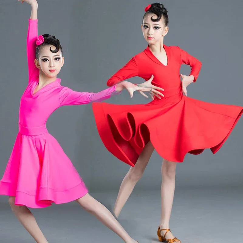 Girls Professional Latin dancing dress Kids Salsa Dance wear clothing Children's performance Carnival Latin Stage wear clothes