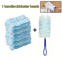 Dusterostatic Dust Duster 20pcs Blue Fluffy Fiber Brush Head Multipurpose Handheld Duster Household Desk Cleaning Tool