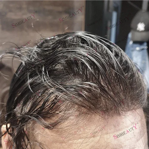 Imagen 2 del producto Sistema de prótesis capilares naturales de densidad 90, peluquín de Base de piel súper fino de 0,02mm, línea de cabello Invisible, cabello humano para hombres