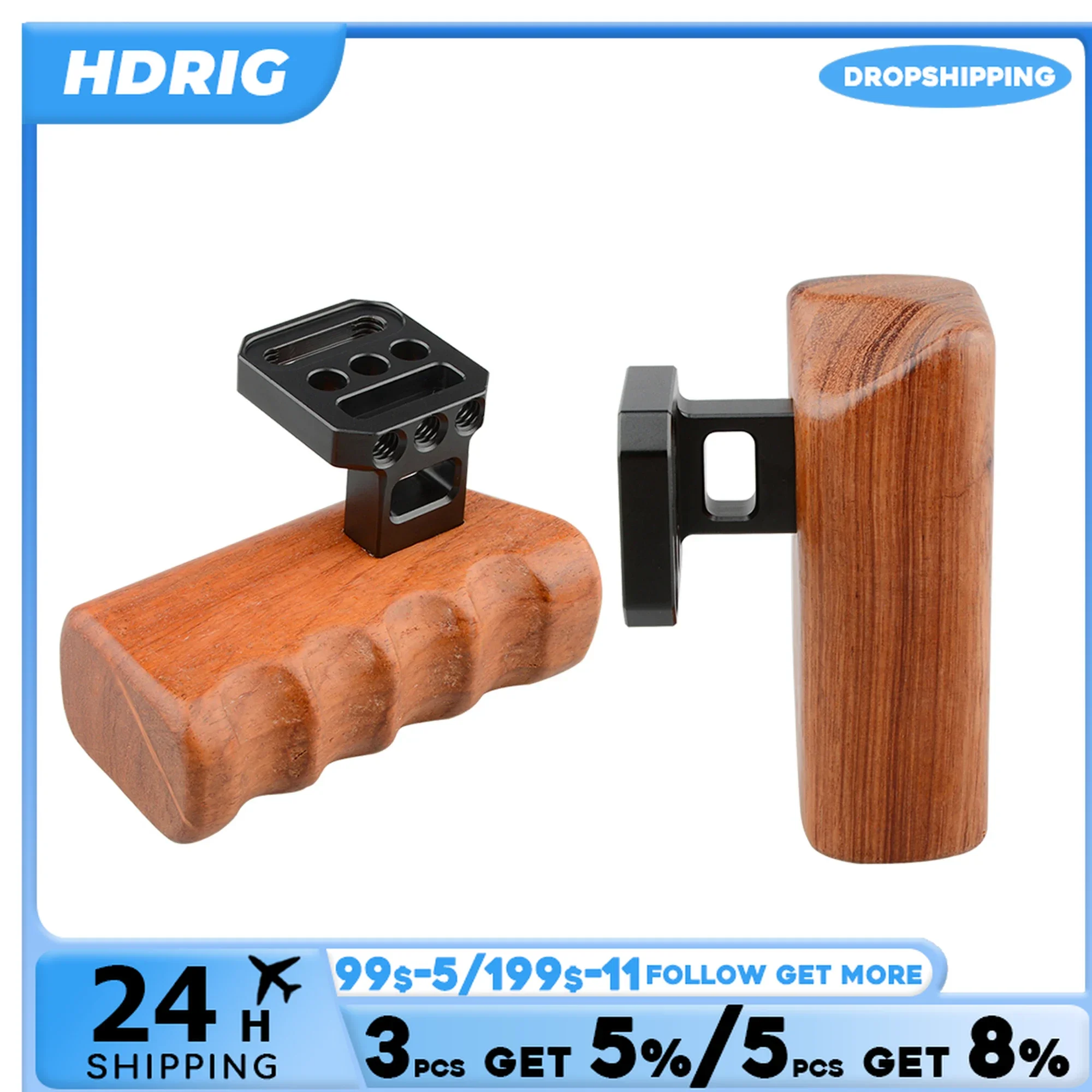 HDRIG Wooden Handle Grips (left & right) for Panasonic GH Series Compatible with DV Video Cage RED Camera SLR Camera Rig