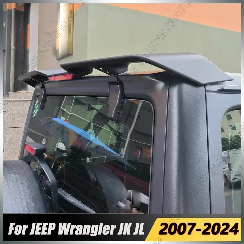 ABS Plastic With Brake Light Matte Black Rear Spoiler Wing For Jeep Wrangler JK 07-17 & JL 2018-2024 Decoration Accessories