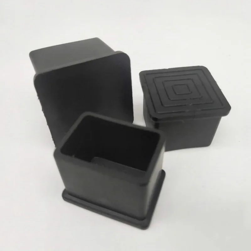 Square Chair Leg Caps Black PVC Rubber Table Foot Furniture Tube End Cover Pipe Plugs Socks Tips Non-slip Floor Protector Pads