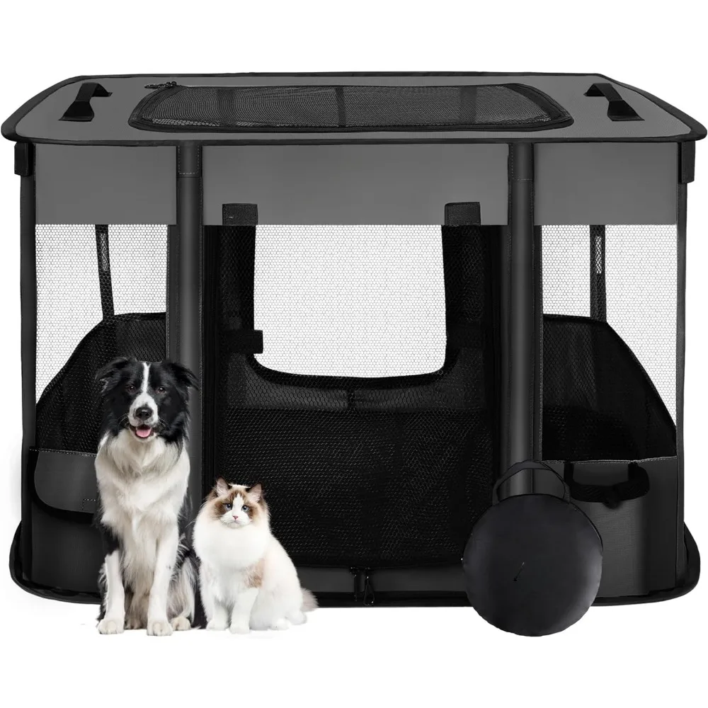 

Dog Playpen,Pet Playpen,Foldable Dog Cat Playpens,Portable Exercise Kennel Tent Crate,Water-Resistant Breathable Shade Cover