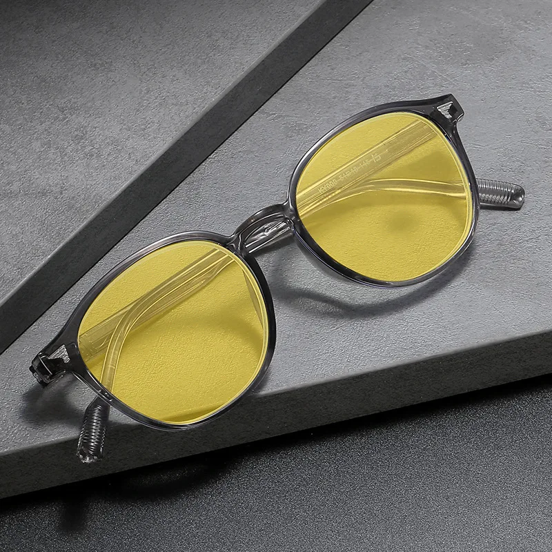 Men Night Vision Glasses Women Round Frame Yellow Lens Eye Protection Sunglasses Unisex Fashion Blue Light Blocking Glasses