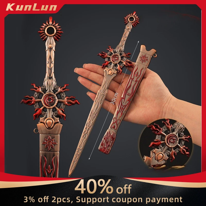 

30 CM Chinese Ancient Sword Time Wheel Sword Metal Craft Weapon Models Collectible Desk Ornaments Creative Gifts for Boy Toy