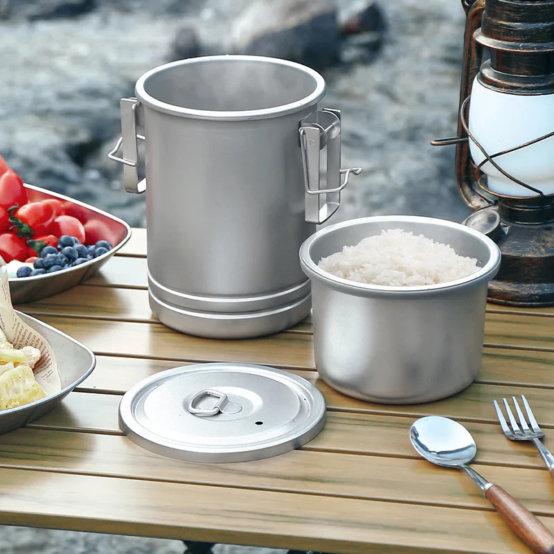 Stainless Steel Cooking Pot Outdoor Cooking Utensils Micro Pressure Cooker Steaming Rice Cooker Suitable for Travel Hiking