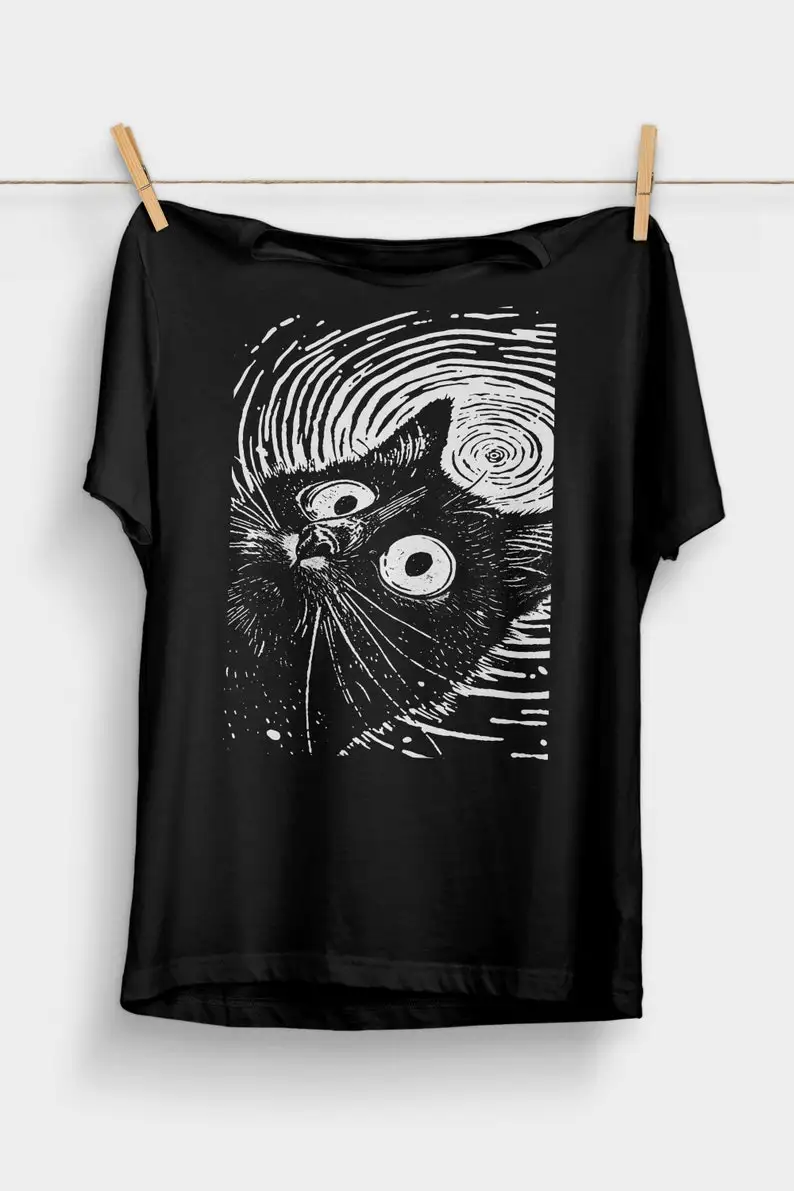 Psychedelic Weirdcore Cat T-Shirt | Vaporwave Aesthetic