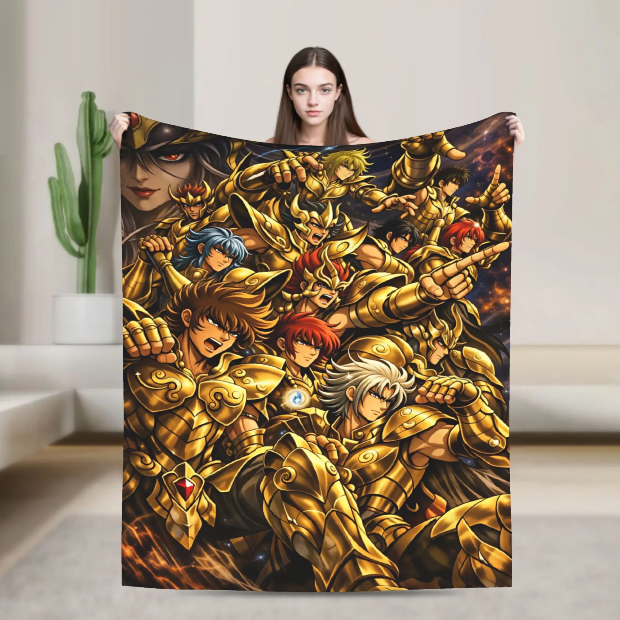 Champion Class Saints Seiyas Anime Plush Blanket Children  Flannel Throw Blanket For Home Decor Soft Quality Bedspread Gift