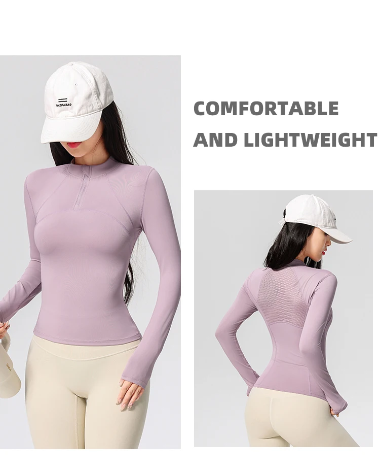 Langarm-Yoga-Trainings-T-Shirt für Damen, Reiten, Sport, Fitness, aktive Kleidung, Oberteil, bequemes, atmungsaktives Trainingsshirt – Detail 16