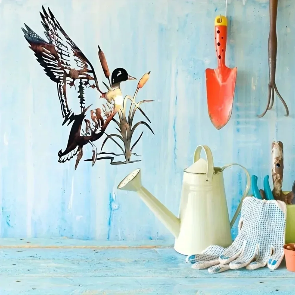 CIFBUY Metal Wall Art Wild Duck Sculpture Iron Hanging Decor For Living Room Home