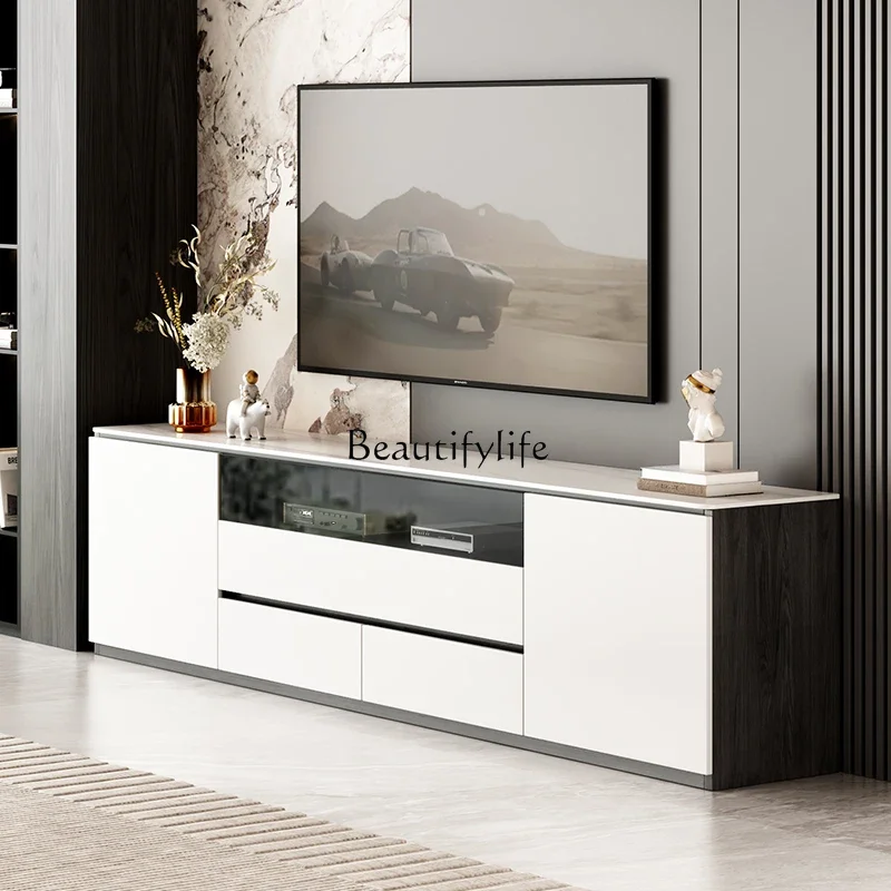 

Floor-to-ceiling slate TV cabinet Modern simple cream wind small apartment floor cabinet New customization