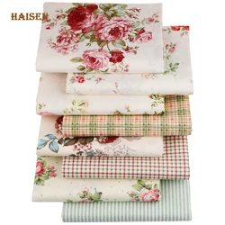 Haisen, 8 patterns Rose Flowers Printed Cotton Fabric Twill Cloth For DIY Sewing Baby&Kid's Quilt Sheets Dress Textile Material