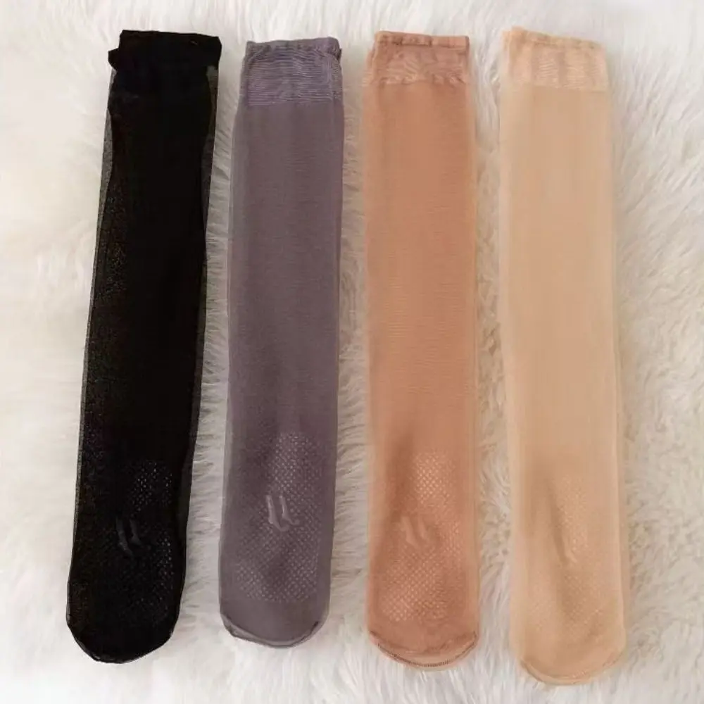 

8Pairs Sweet Solid Transparent Stockings Streetwear Lolita JK Long Tube Socks Harajuku Ultra-thin Silky Calf Socks Summer