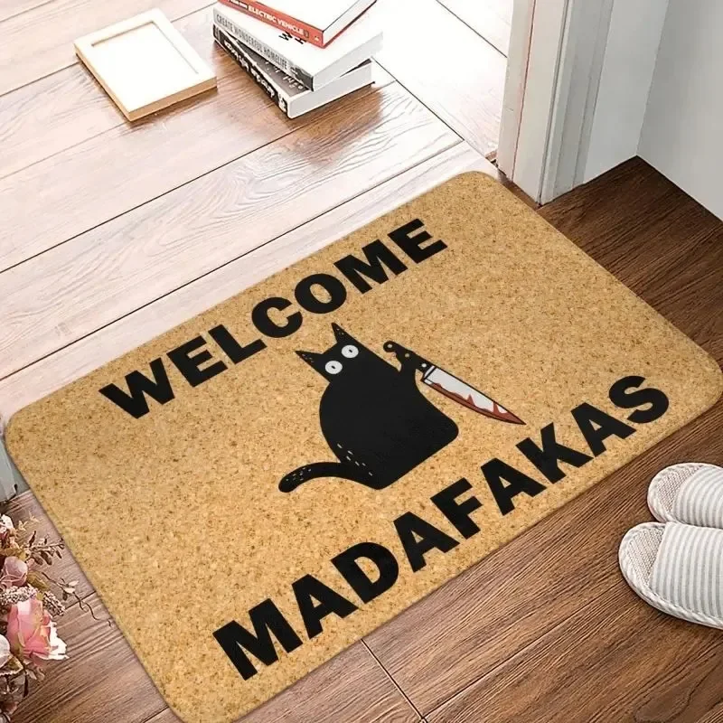 MINISO ديزني ترحيب Madafakas الأسود القط Kinfe ممسحة المضادة للانزلاق المطبخ الحمام حصيرة غرفة المعيشة باب سجادة أرضيات البساط