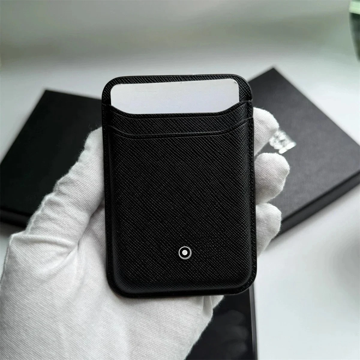 Luxury Strong Magnetic Busine Sle Leather Card for IPhone 17 Pro Max 16 15 14 13 12 Wallet Carbon Fiber Card Bag 2 Pocket Slot view 2