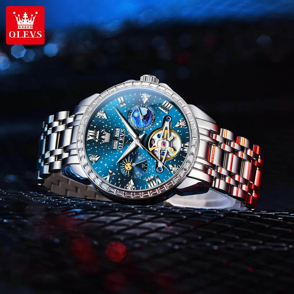 OLEVS 6712 Mechanical Watch for Men Tourbillon Multifunctional