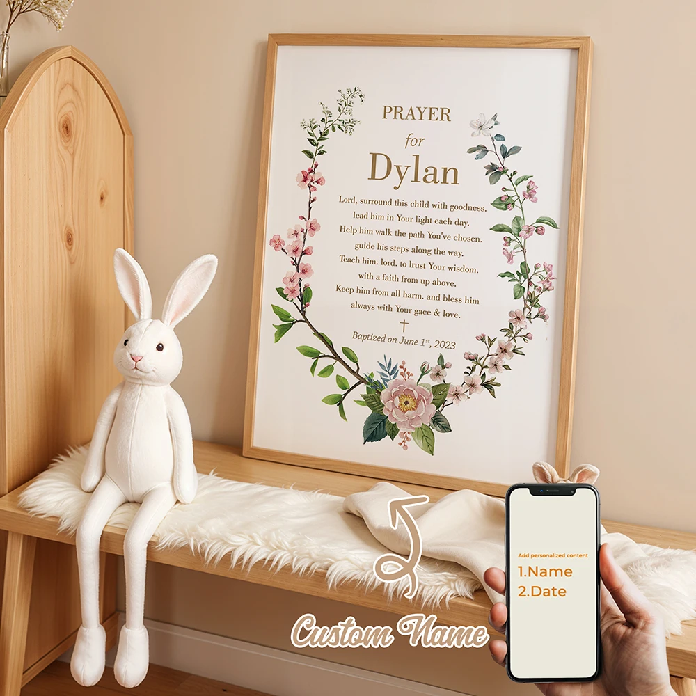 

Personalized Blessing Quotes Baptism Gifts Custom Wall Art Printmaking Canvas Painting Poster Picture LivingRoom Home Decoration