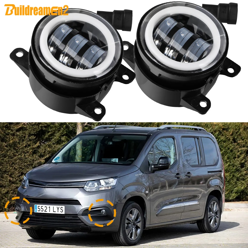 2 X 30W Car Canbus LED Fog Light Angel Eye Daytime Running Turn Lamp H11 For Toyota ProAce City 2019 2020 2021 2022