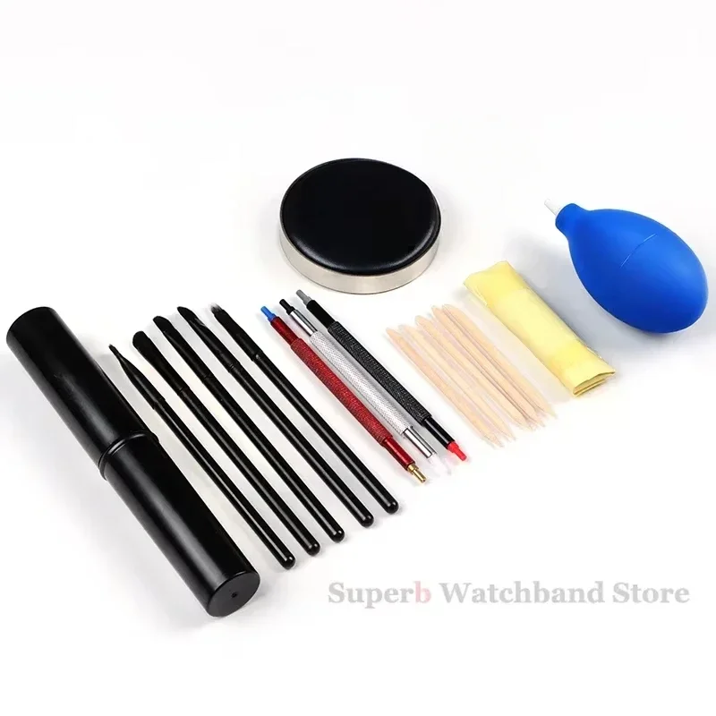 5 ชุดชุดซ่อมนาฬิกายางฝุ่น Air Blower Protector Pads เข็มปากกาแปรงทําความสะอาดชุดนาฬิกาซ่อมเครื่องมือ Care Kit