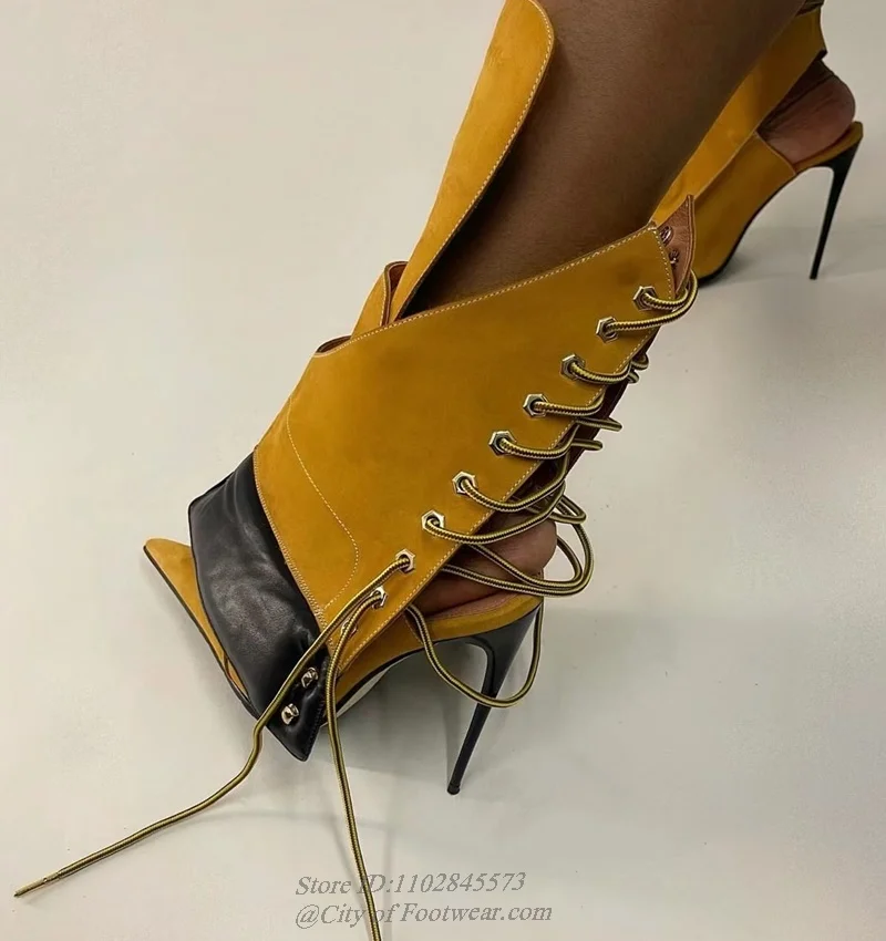 Sexy Lace up Pointed Toe Suede Ankle Boots 2024 New in Leather High Heels Mule Luxury Designer Booties Women\'s Stage Shoes