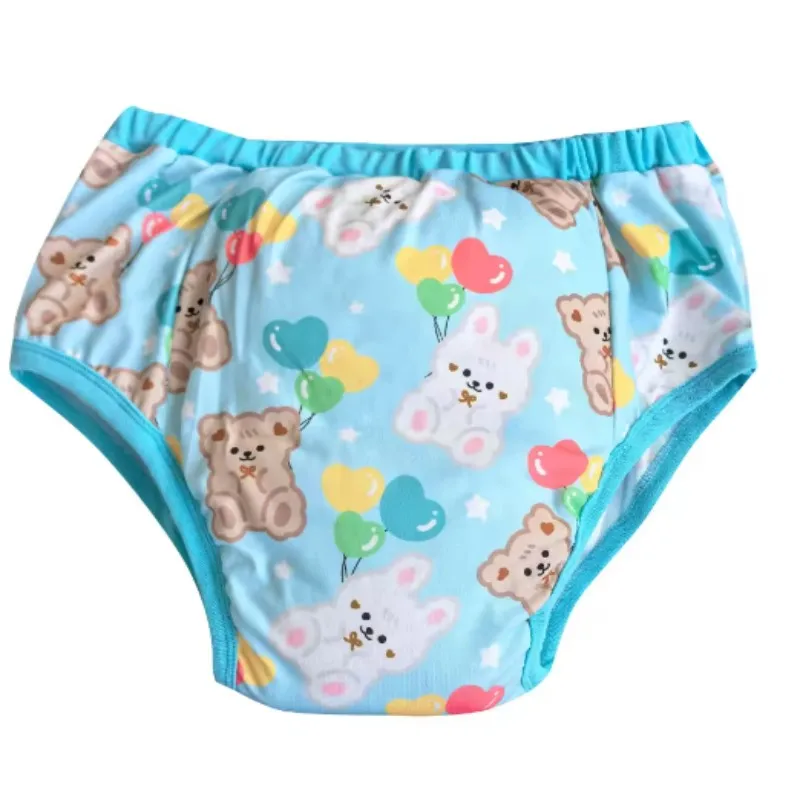 ABDL Adult Cartoon Printed Elastic Waistband Briefs Padded Washable Cloth Diaper Reusable  Underwear