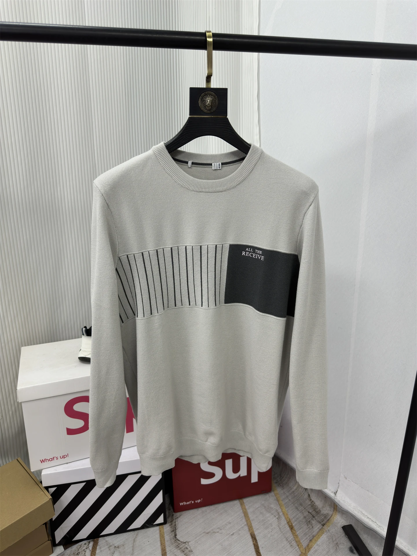 

Comfortable Soft Casual Men's Long Sve Knitted Sweater Faionable Striped Hoodie Breathable Skin-friendly Polyester Blend