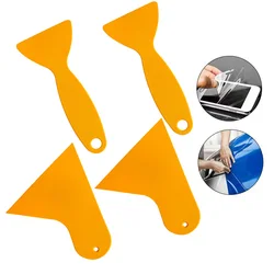 4Pcs Window Cleaner Tool Plastic Scraper Car Vinyl Wrap Squeegee Yellow Triangle Scraper Mobile Phone Film Decal Sticker Scraper