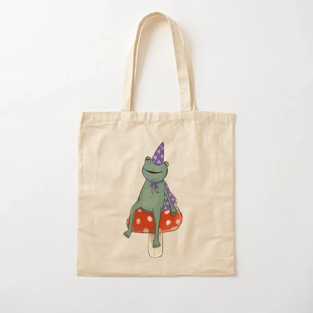 

Wizard Frog sitting on a Mushroom Tote Bag women bag Beach bag Women's shopping hand