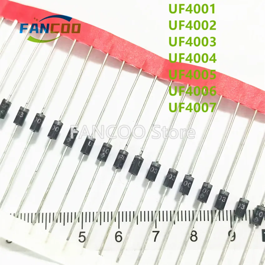 100PCS UF4001 DO-41 UF4002 UF4003 UF4004 UF4005 UF4006 UF4007 DIODES