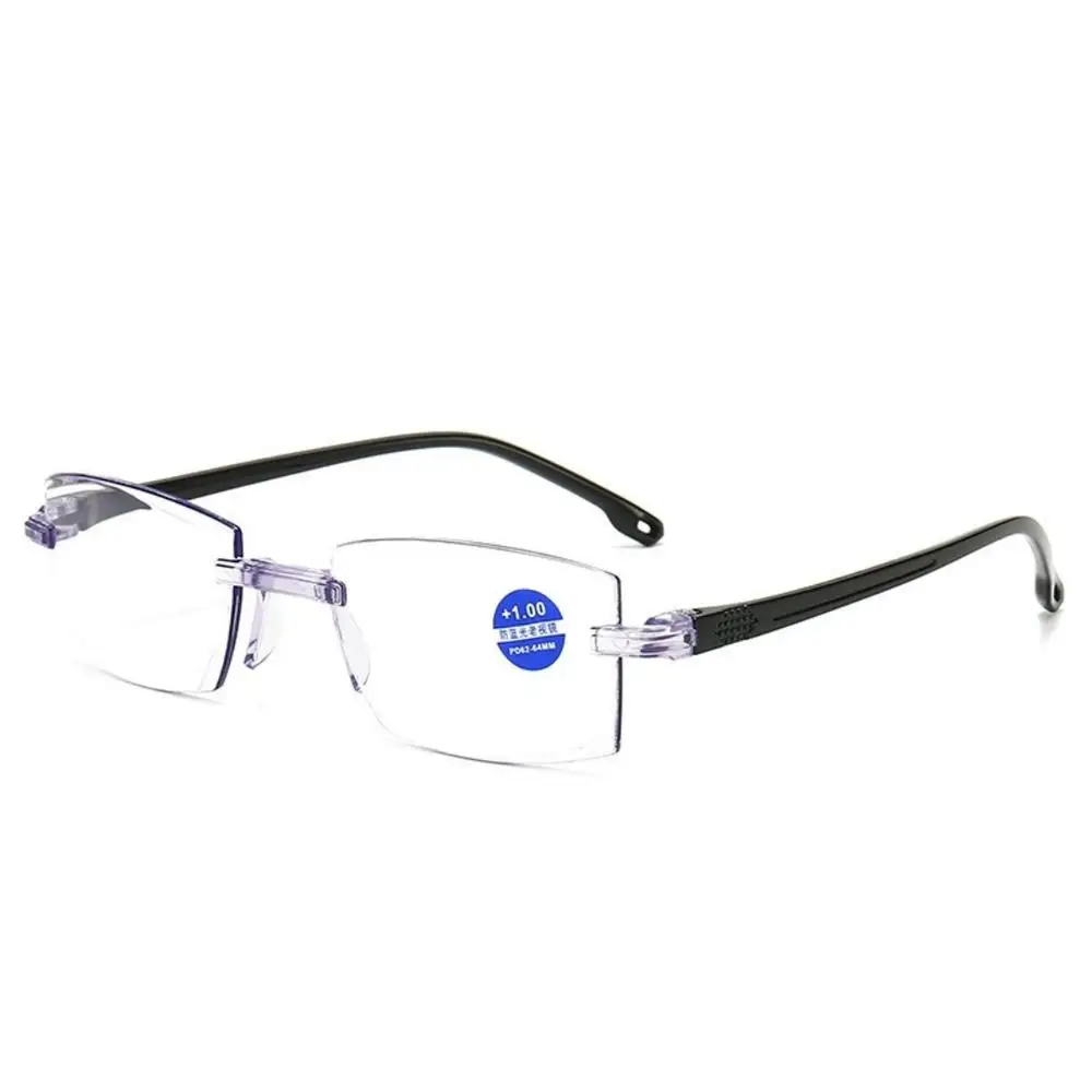 KLASSNUM Blue Light Blocking Reading Glasses with Metal Frame Rimless Rectangle Readers for Adults Men Women Eyeglasses Eyewear
