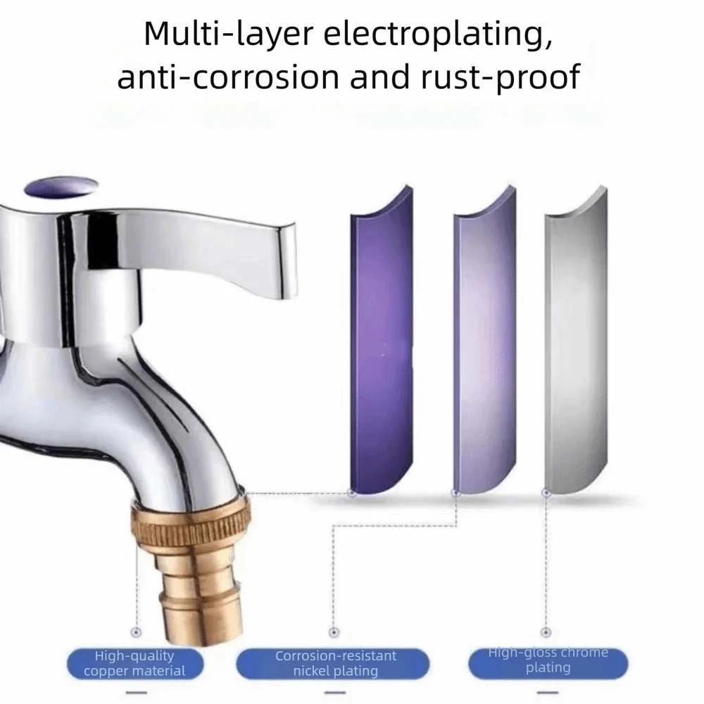 

Copper Core Washing Machine Faucet Single-coupled Thickened Double Outlet Faucet Stainless Steel Triple Outlet Adapter