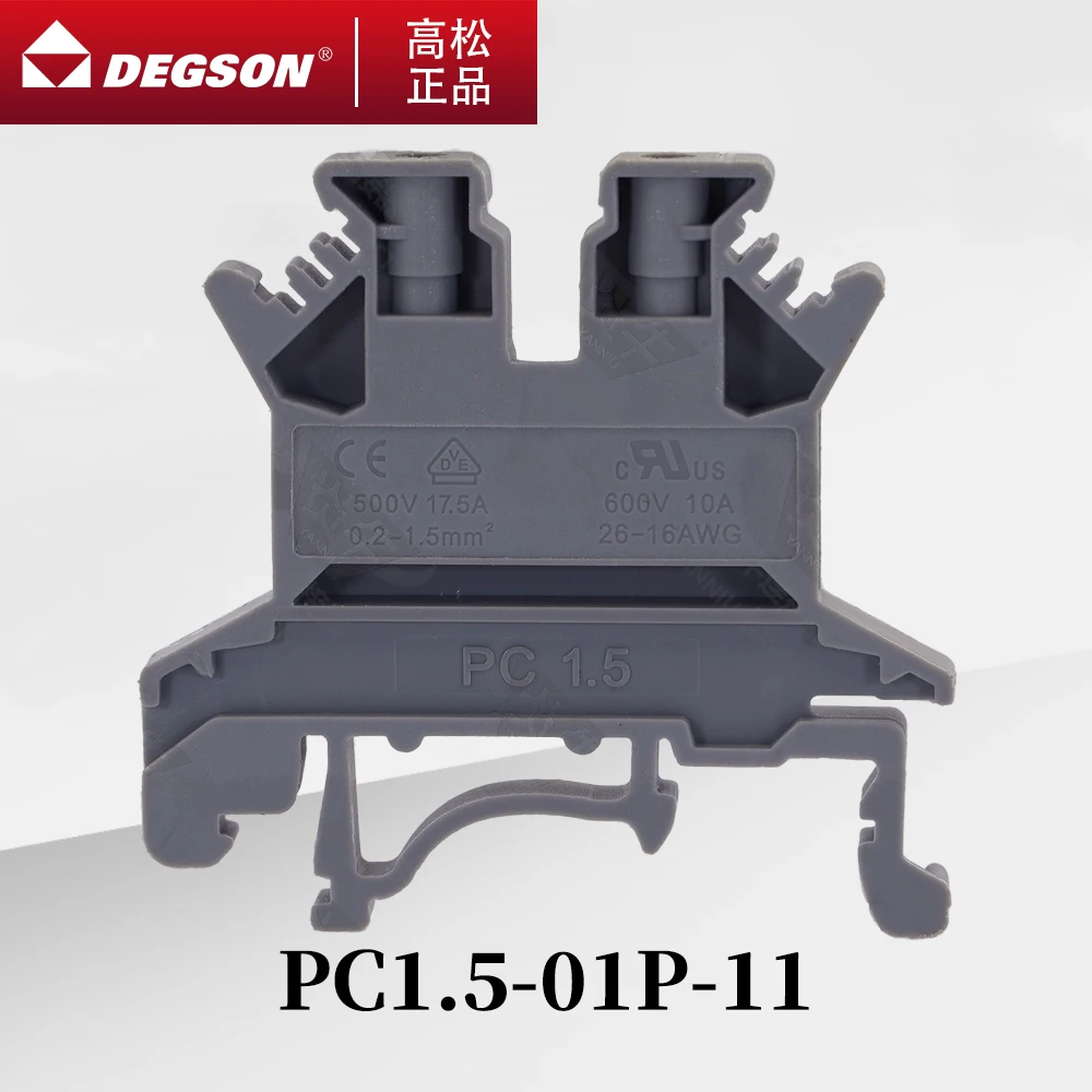 10 STKS DEGSON D-PC1.5-01P-11-00ZH SCHROEFTYPE DIN RAIL TERMINALBLOKKEN PHOENIX INVOERDRIJKE CONNECTOR UK 1.5 N 500 V 17.5A