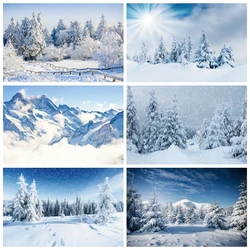 Laeacco Winter Backdrops Heavy Snow Pine Forest Wooden Fence Children Portrait Scenic Photo Backgrounds Photocall Photo Studio