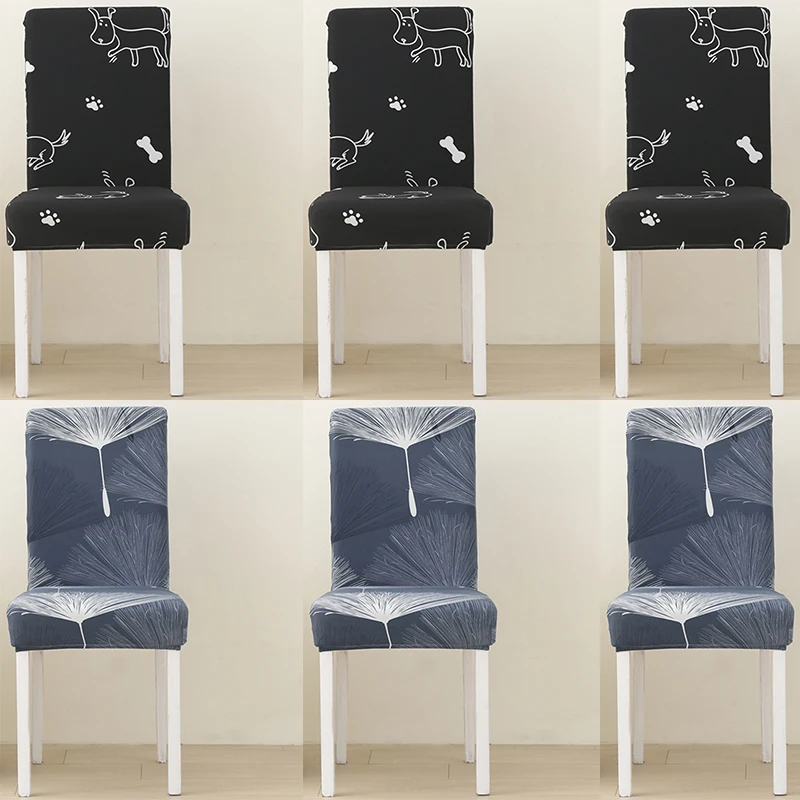 1/2/4/6Pcs Elastic Print Chair Cover Stretch Chair Slipcover Case for Wedding Hotel Banquet