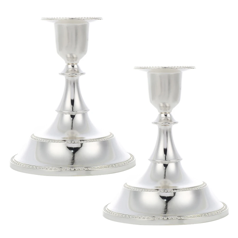 

2 Pcs European Style Alloy Holders Taper Decorative Table Centerpiece Wedding Dinner Party Festival Ornament