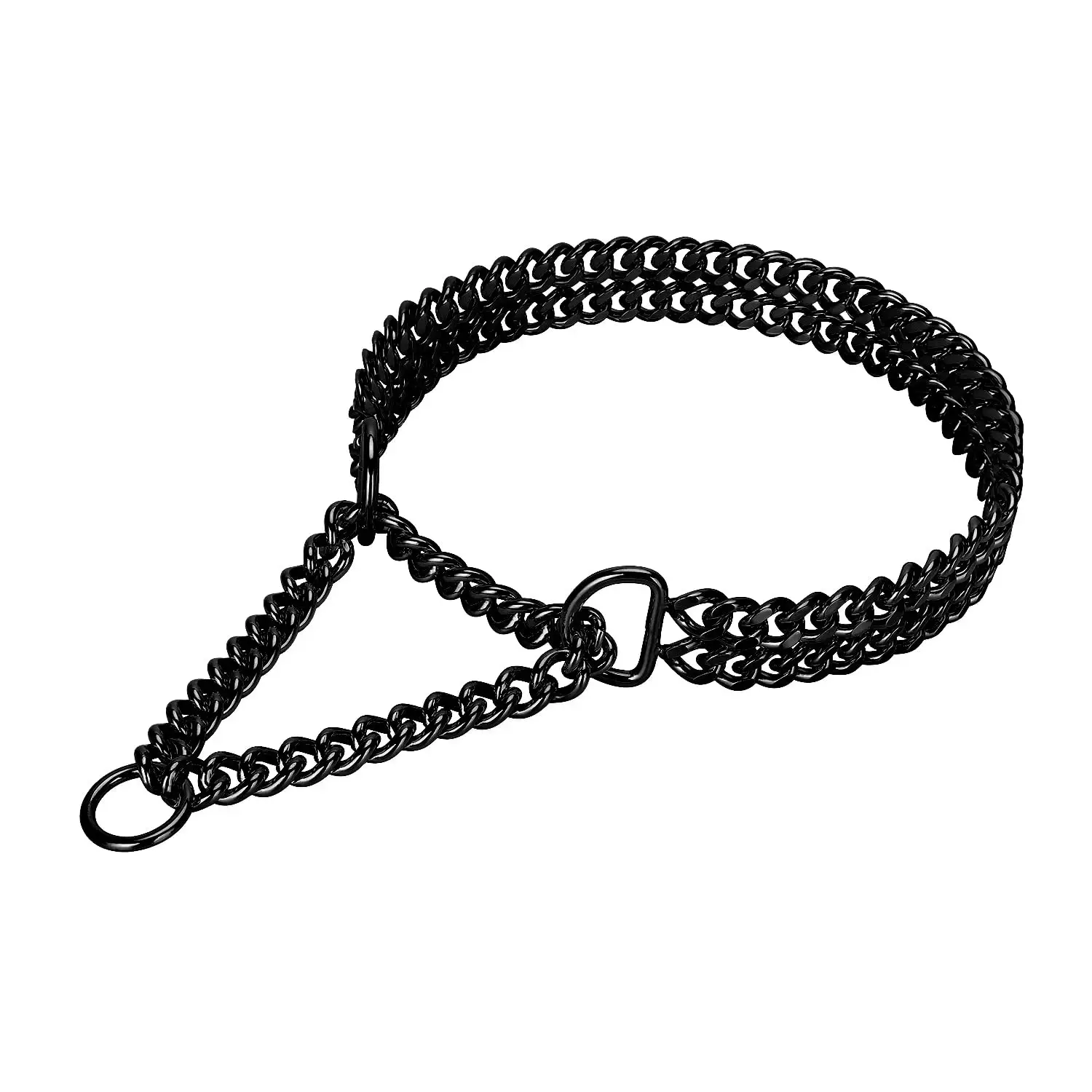 Stainless Steel Black Dog Chain Collar 18K Gold Dog Collar Adjustable Walking, Metal Cuban Link Dog Collar Chew Proof Double Ro