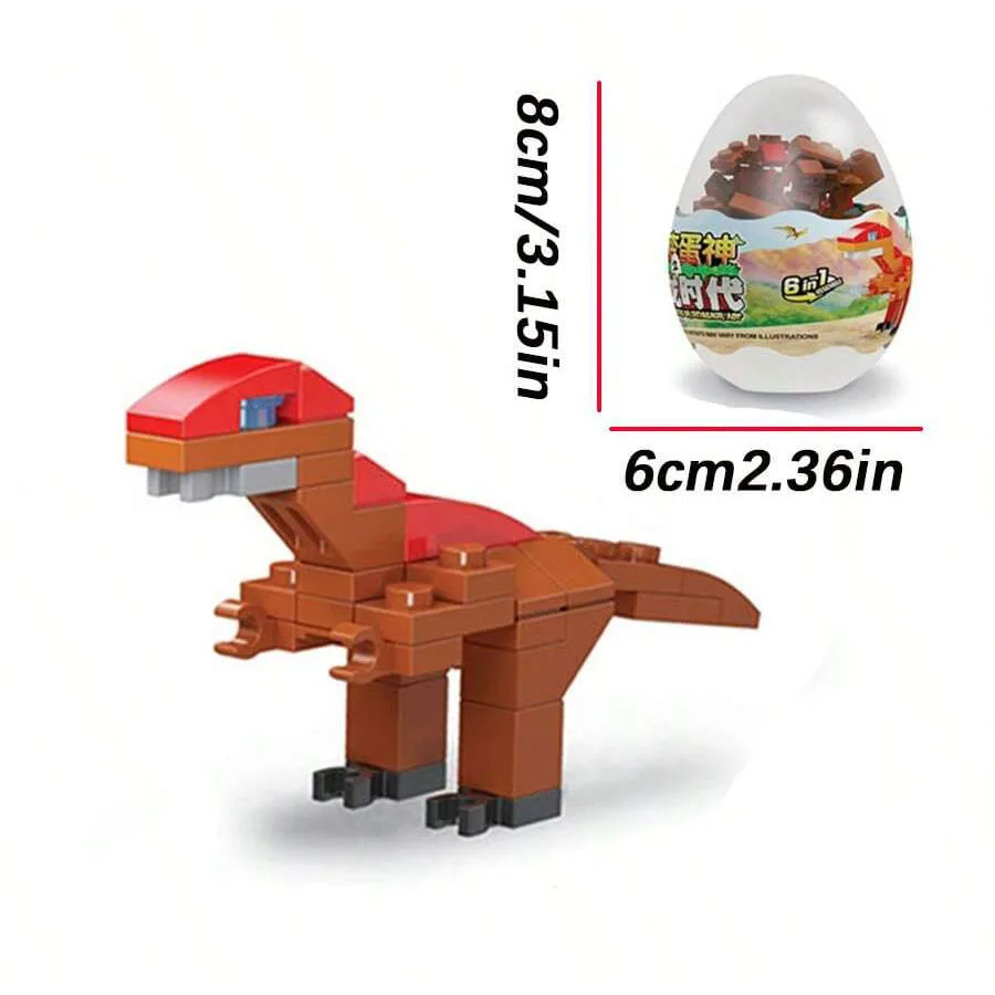 Zdeformowane klocki dla dzieci Dinozaury Twist Egg Zabawka do montażu dla dzieci Triceratops Sześć jajek Może zrobić duży dinozaur