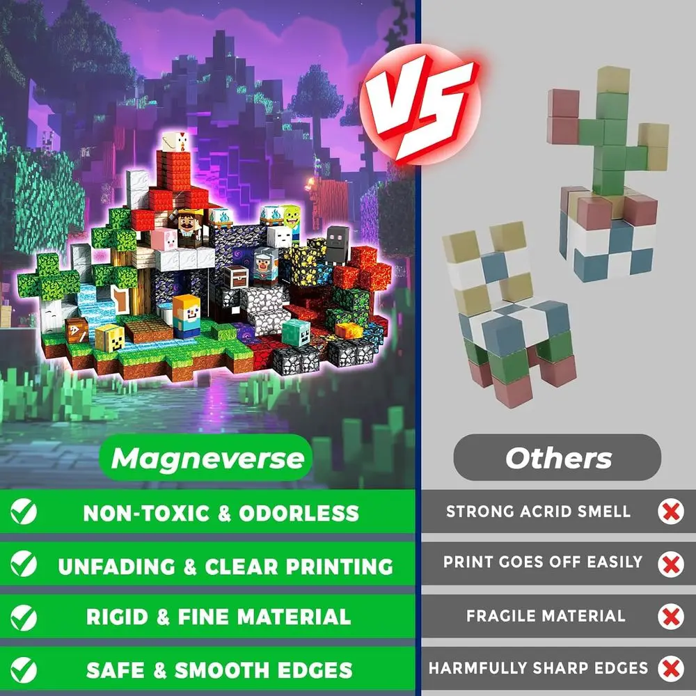 Magnetic Building Blocks Set of 300 for Kids - 0.8in Cubes, STEM Toys, Portal Theme, Birthday Gifts, Ages 3+