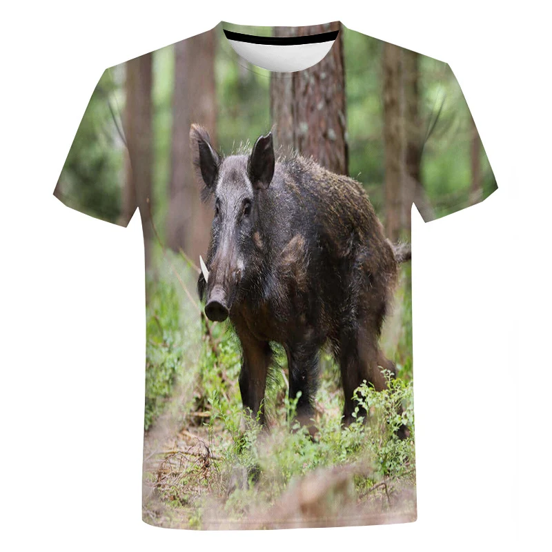 Fashion Summer Animal Boar 3D Print T-Shirts Men Women Round Neck Short Sleeve T Shirt Oversized Harajuku Y2k Tees Tops Clothing