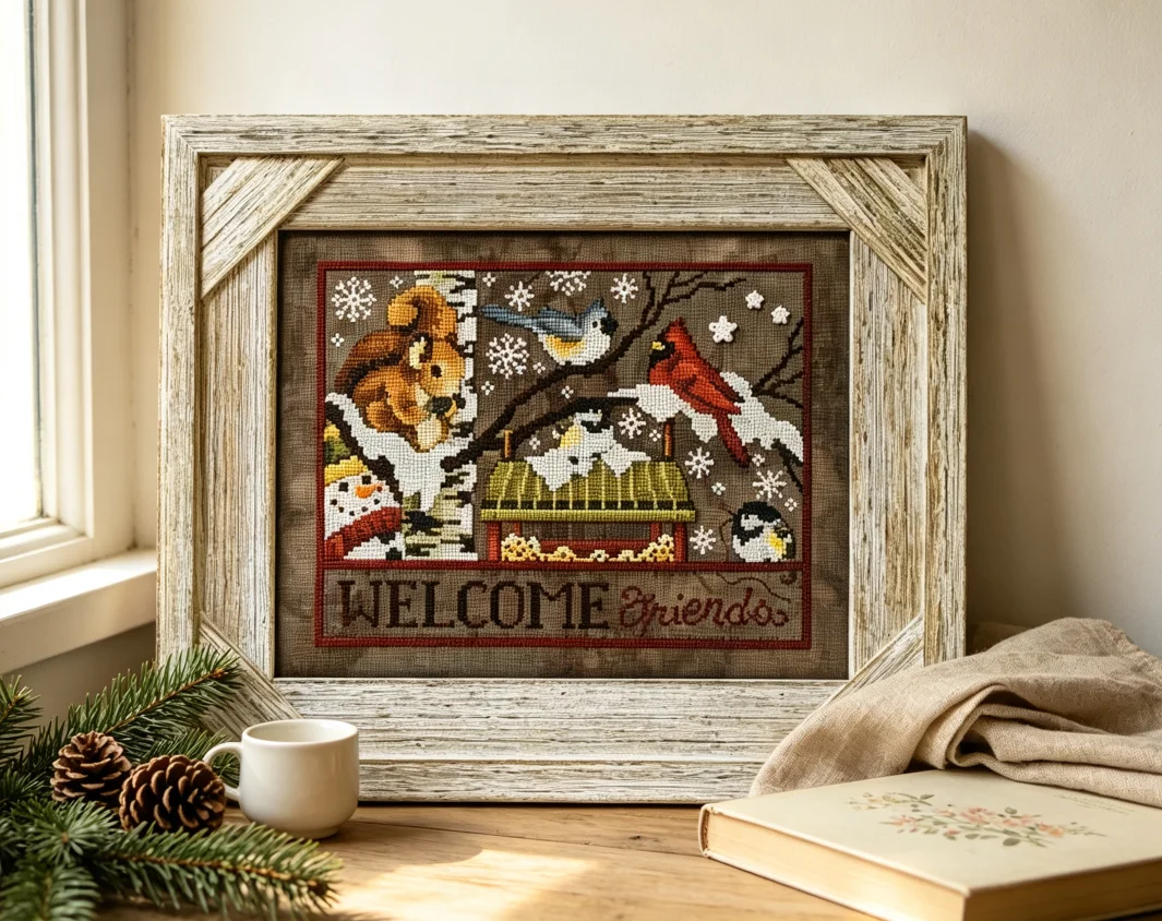 Squirrel and Bird's Home Counted Cross Stitch Kit - Colorful Embroidery Floss DIY Handcraft Artwork for Leisure Time