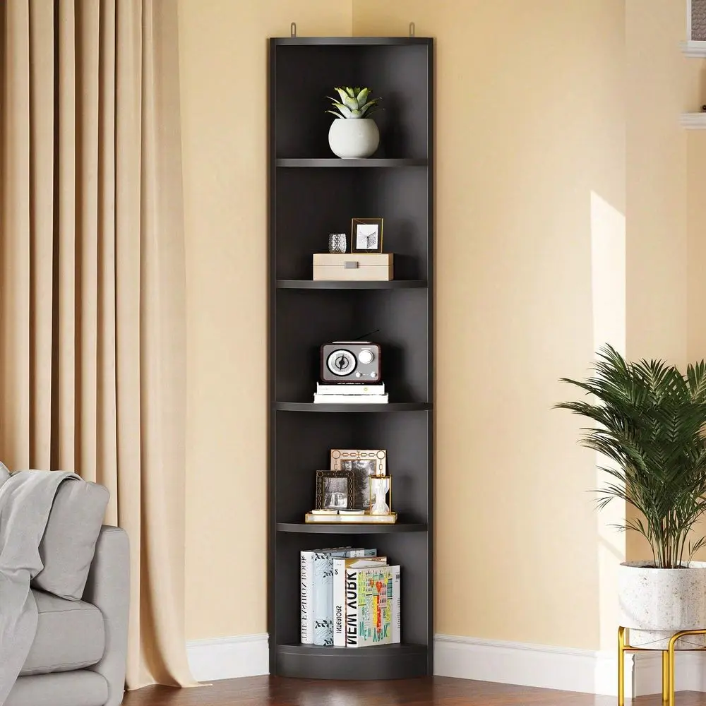 

Tall 5Tier Corner Shelf Bookcase Bookshelf With Shelves Wooden Open Storage Book Shelves For Dining Room Living Room Home Offic
