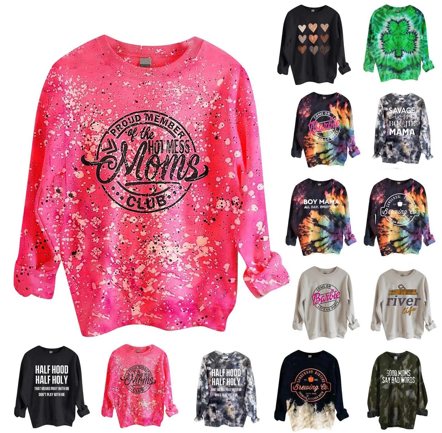 Oversized Women Letter Print O-neck Hollow Out Long Sleeve Knit Pullover Sweater Jumper Hip-hop Streetwear Casual Loose Pink Top