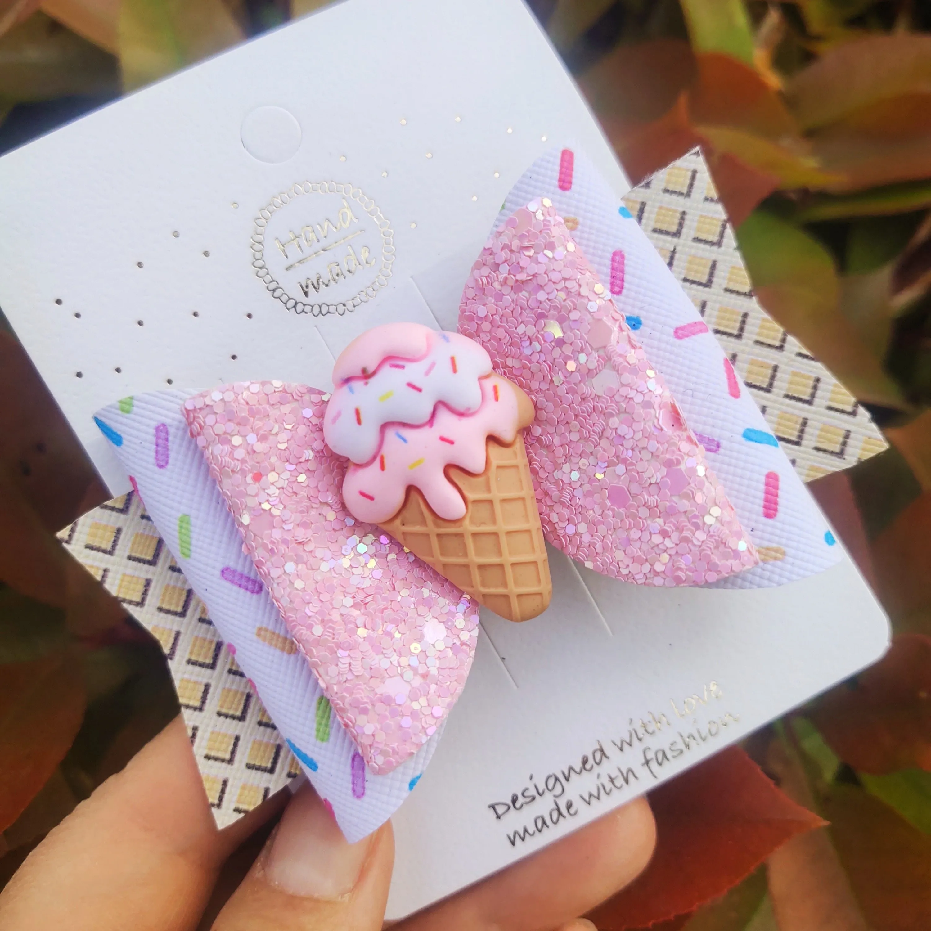 2022 Ice Cream and Cupcake Hair Bows for Girls Cute Hair Clips Headwear Hairpins Hair Accessories 3.5 INCH SIZE