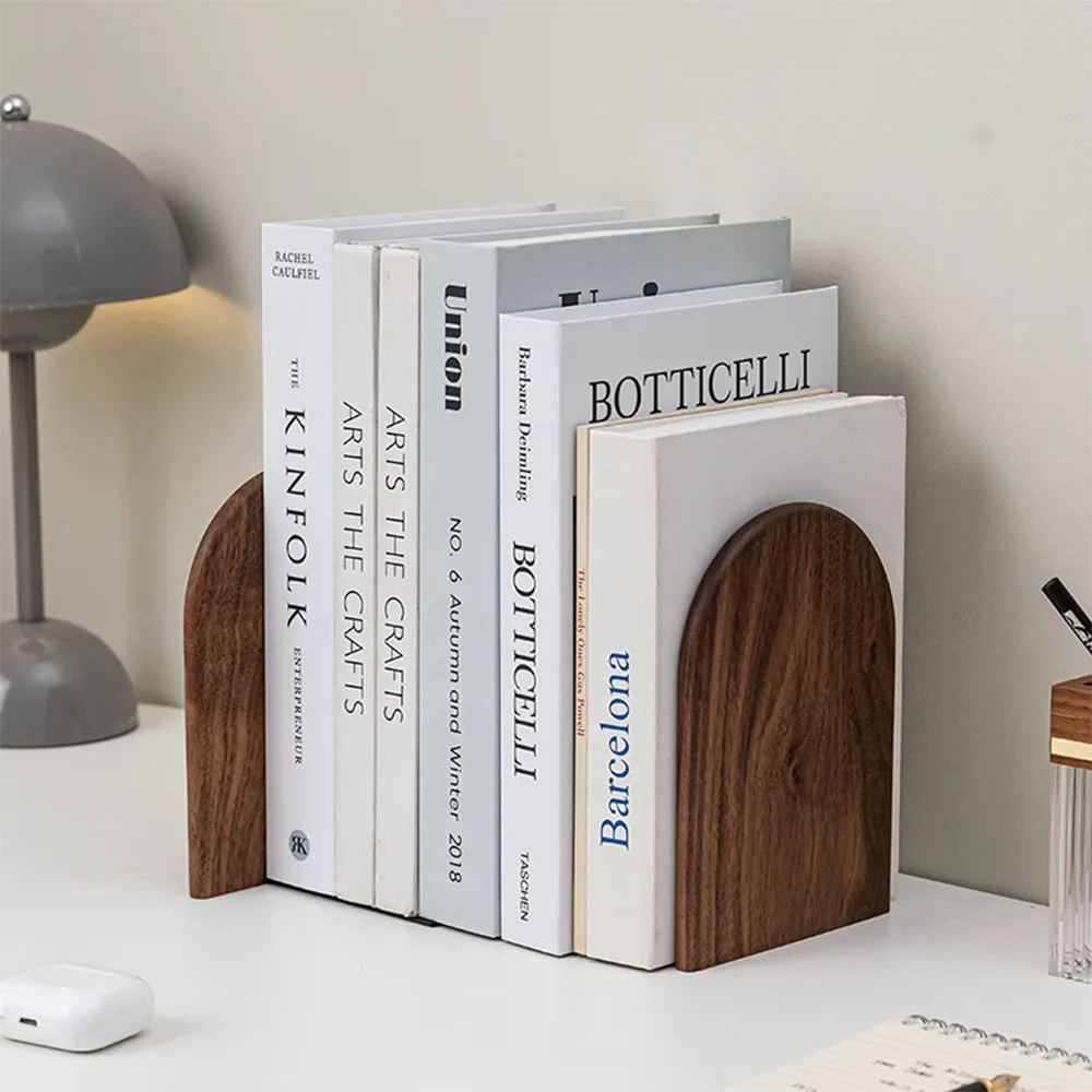 Imagem -05 - Natureza Bookends de Madeira Estante de Mesa Titular do Livro Armazenamento de Livros Madeira Livro Termina Organizador de Mesa Office Home Acessórios