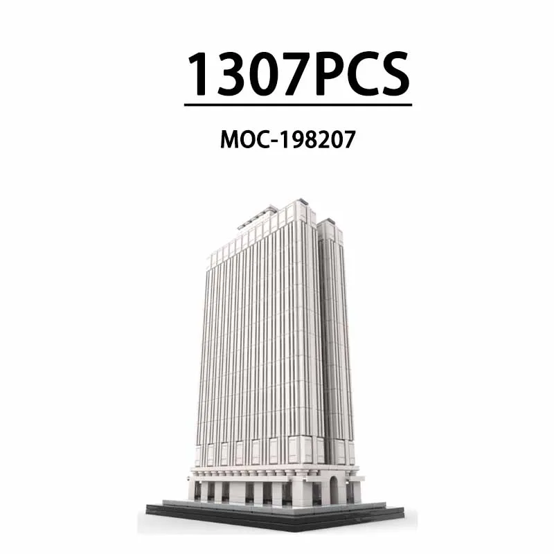 Building Blocks MOC-198207 Urban Classic Building Landmark 1:800 Scale Skyscraper 1307PCS Children's Birthday Gift Christmas Toy